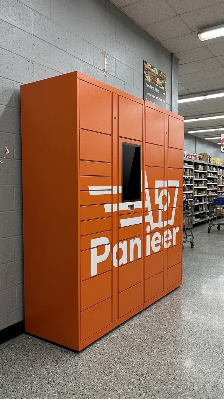 Casier connecté Panieer installé à l'intérieur d'un commerce